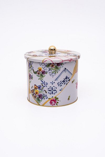 EVLE Kint Sugi Patterned Food Storage Container - Metal Storage Container 17.5 Cm X 15.5 Cm Er146-4i