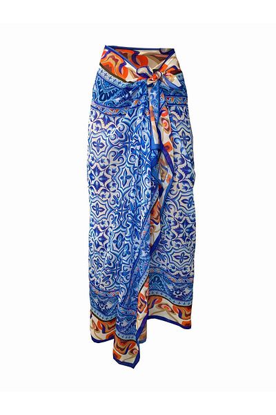 Bolder Curve Pareo Chiffon Tile Blue&Orange (Big Size)