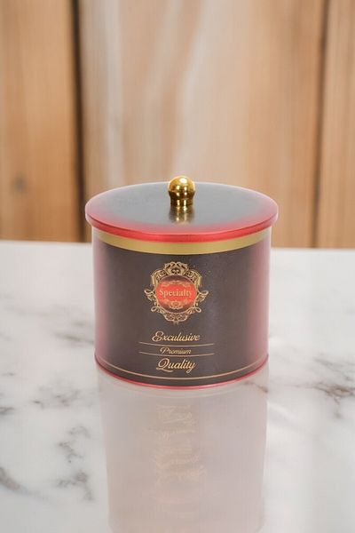EVLE Ef146-83 Specialty Red Patterned Round Metal Storage Container 17.5 Cm