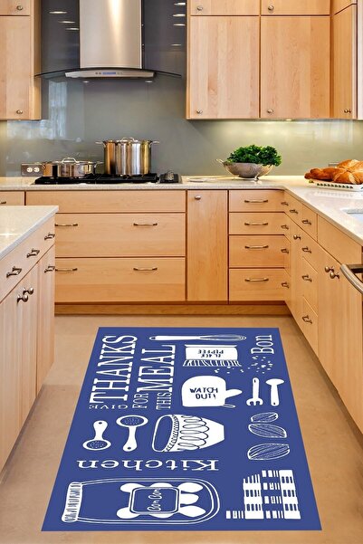 linazaitun Kitchen Desenli Dijital Baskılı Kaymaz Taban Yıkanabilir Leke Tutm...