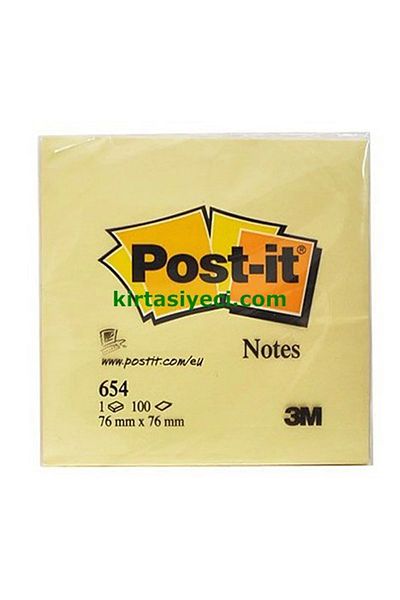 Post-it 654 Adhesive Note Paper 76 X 76 mm 100 Sheets Yellow