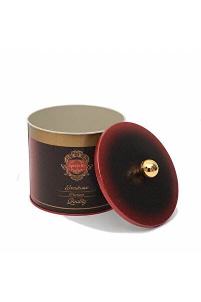 EVLE Ef142-83 Specialty Red Desenli Yuvarlak Metal Saklama Kabı 14 Cm