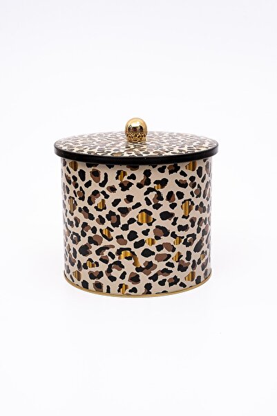 EVLE Leo Patterned Food Storage Container - Metal Storage Container 17.5 Cm X 15.5 Cm Er146-v4