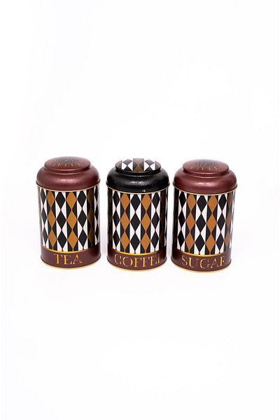 EVLE 3-Piece Metal Storage Container Set 10.5 Cm Food Container Jar Set, Circus Erb04t8