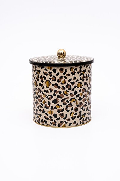 EVLE Leo Patterned Food Storage Container - Metal Storage Container 17.5 Cm X 18 Cm Er147-v4
