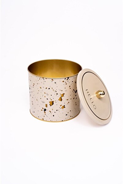 EVLE Terrazo Patterned Food Storage Container - Metal Storage Container 17.5 Cm X 15.5 Cm Er146-9g