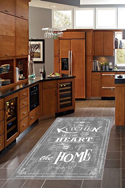 linazaitun Kitchen Desenli Dijital Baskılı Kaymaz Taban Yıkanabilir Leke Tutm...
