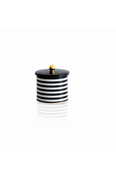EVLE Ef142-g9 Line Black Patterned Round Metal Storage Container 14 Cm