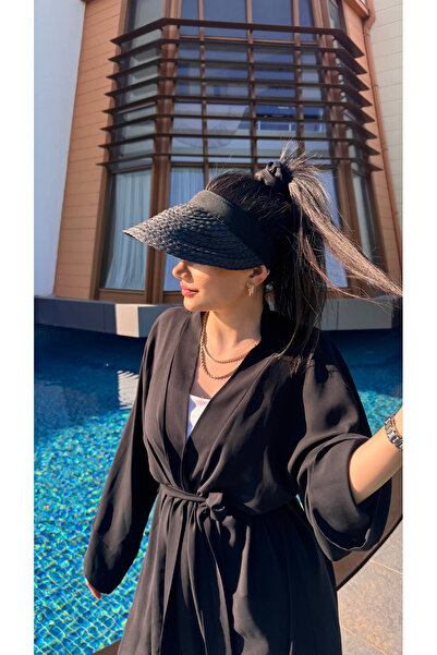 Luminos Butik Orijinal Siyah Güneş Koruyucu Hasır Vizör Şapka Hsr2073