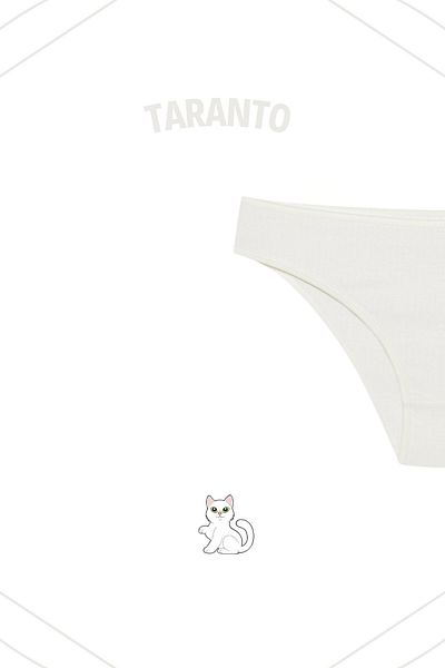 MİSTİRİK Taranto Model Ribbed Fabric High Waist Breathable Soft Fabric Slip Panties White Color