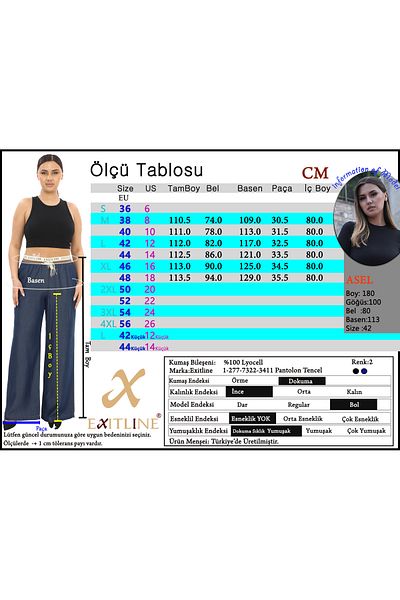 EXİTLİNE Women's Elastic Waist Ice Blue Summer Trousers