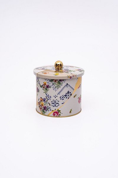 EVLE Kint Sugi Patterned Round Metal Storage Container, Food Storage Container 14 X 12.5 Cm, 1.7 Liter Er142-4I