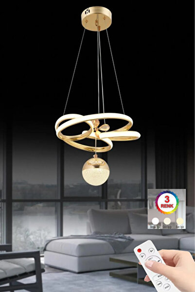 İstanbul Avize İstanbul Avize Katre Led Kumandalı Üç Renk Gold Lüx Modern Ledli Avize