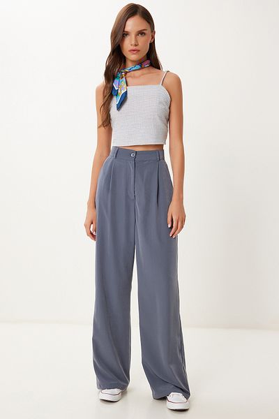 Lovelyİstanbul Flowy Ayrobin Palazzo Pants Smoke Lrv0020