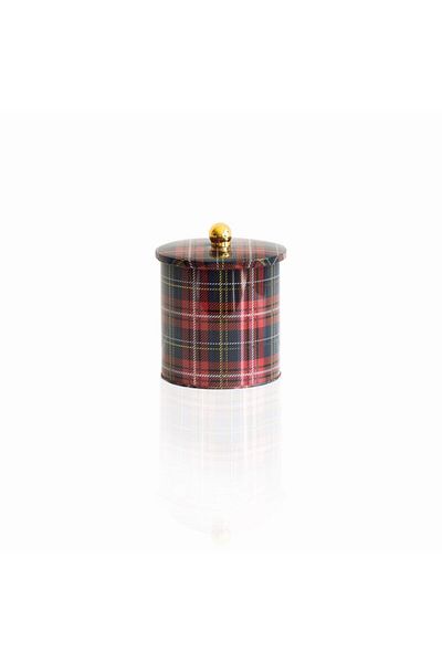 EVLE Ef143-ı3 Plaid(EKOSE) Patterned Round Metal Storage Container 14 Cm