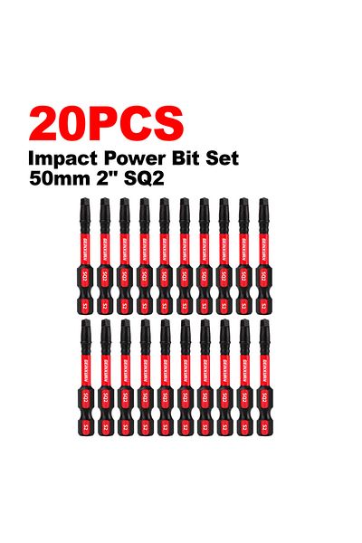 Choice 20pcs Geinxurn Impact Tough #2 Square 2 In. Power Driver Bits, S2 Alloy Steel Magnetic Sq2 Screwdriv