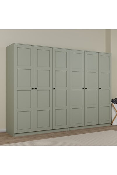 midoser Lucas 6 Kapaklı, 12 Raf Bölmeli, Askılıklı Geniş Elbise Dolabı, Gardı...