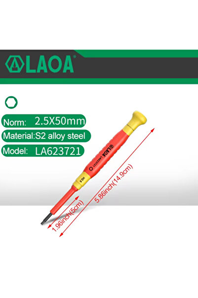 LAOA مفك براغي دقيق معزول مقاس H2.5x50 مم، مفك براغي صغير الحجم متقاطع لإزالة...