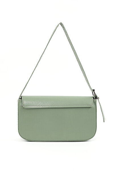 SHAKA Mint Green Shk183 Faux Leather Adjustable Strap Baguette Model Hand, Arm and Shoulder Bag with Cover