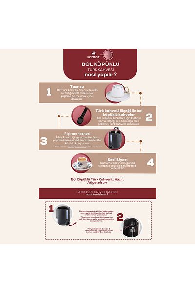 Karaca 5 In 1 Turkish Coffee and Tea Brewing Machine - Turkish Coffee and Beverage with Milk