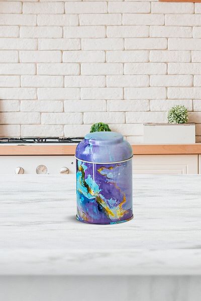 EVLE Liquid Purple Patterned Metal Spice Jar, Ø9 cm X 11 Cm, 0.6 Lt, Ef080-F0