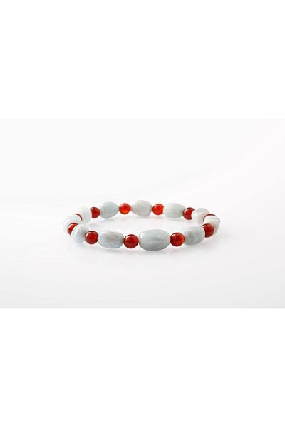 OSMANLI DEĞERLİ TAŞ Certified Special Design Aquamarine Agate Natural Stone Bracelet