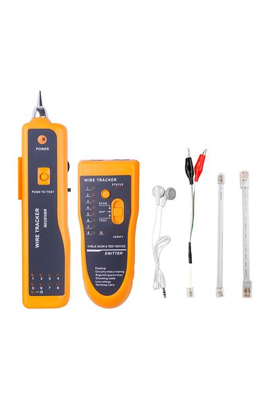 Kebidumei جهاز اختبار كابل شبكة إيثرنت LAN أصفر Rj11 Rj45 Cat5 Cat6، متتبع أسلاك الهاتف