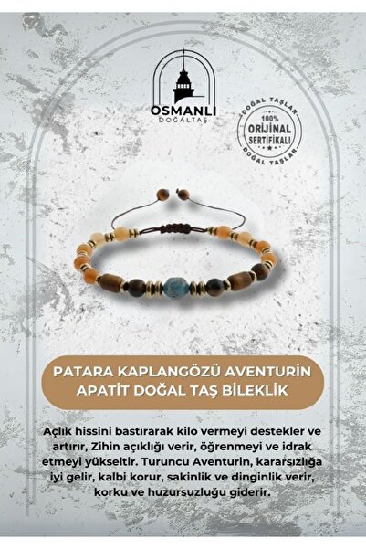 OSMANLI DOĞAL TAŞ Patara Kaplangözü Aventurin Apatit Doğal Taş Bileklik