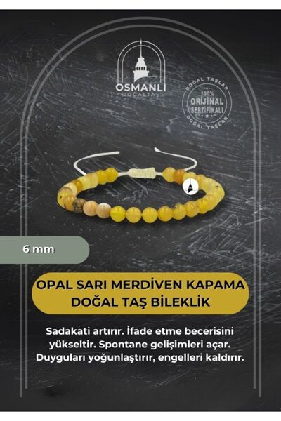 OSMANLI DOĞAL TAŞ أوبال أصفر 6 ملم سلم إغلاق سوار الحجر الطبيعي