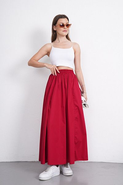Gülmude Fusta lungă elastică casual din popelin (90 cm)