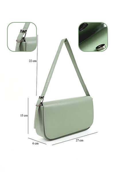 SHAKA Mint Green Shk183 Faux Leather Adjustable Strap Baguette Model Hand, Arm and Shoulder Bag with Cover