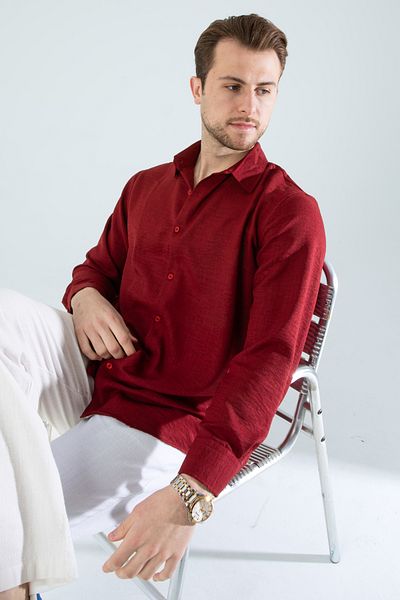 YXC Trend Maker Мъжка лека тъмносиня тънка тениска риза Dobby Jeans