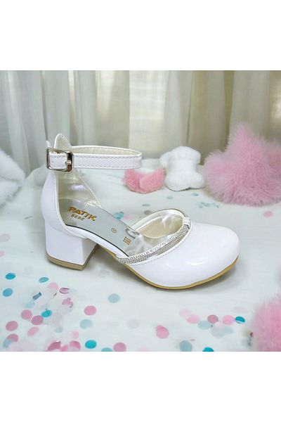 PATİK BEBE PANTOFI DE ROCHIE DE SEARĂ ELEGANTI DE CULOARE ALBĂ PENTRU FETE