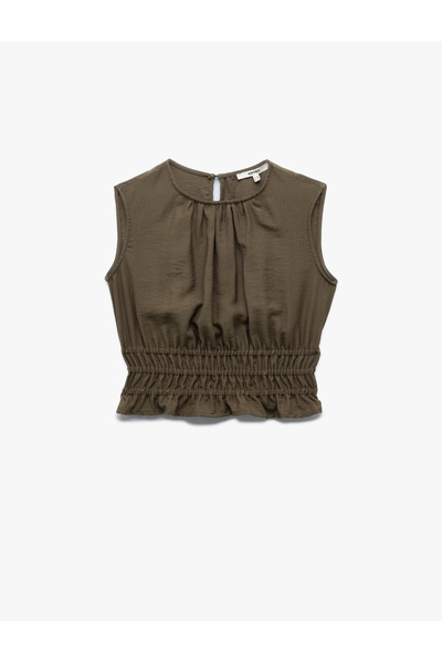 Koton Viscose Fabric Gathered Gipeli Crew Neck Sleeveless Blouse