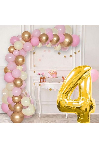 tedaks 4 Year Old Pink Concept Balloon Set Birthday Balloon Stylish Party Ornament