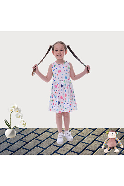 canmana kids&baby Yazlık Baskılı Kalın Askılı Kız Çocuk Elbise
