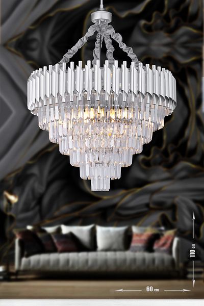 Avizemoda Palmira 60 cm Crystal Stone Luxury Chandelier - (Silver-Gilt)