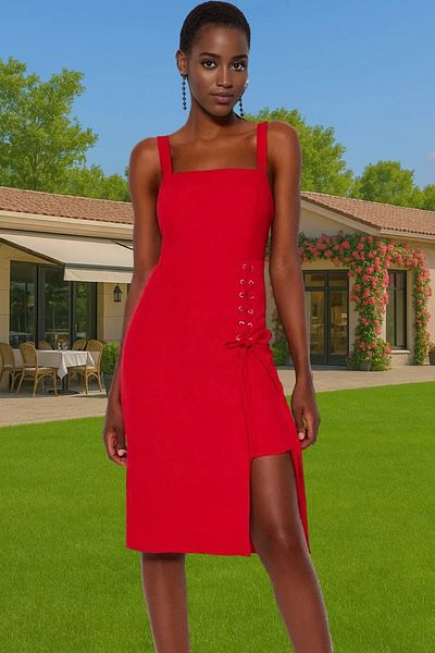 PayBuy Elegant Midi Pencil Skirt Dress Polyester Blended Woven Fabric Body-Hugging Summer Seasons