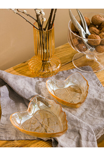 LC Waikiki LCW HOME Turuncu Yaprak Figürlü Cam Kase Seti 2'li