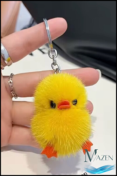 MAZEN Civciv Anahtarlık | Sarı Peluş Ponpon | Sevimli Çanta Süsü | Hediyelik Aksesuar 1 Adet