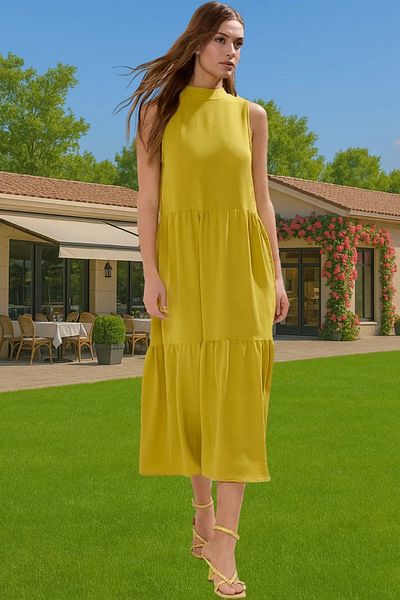 PayBuy Women's Midi Length Shift Dress Polyester Woven Fabric Casual Style Comfortable Cut Perfect Fit