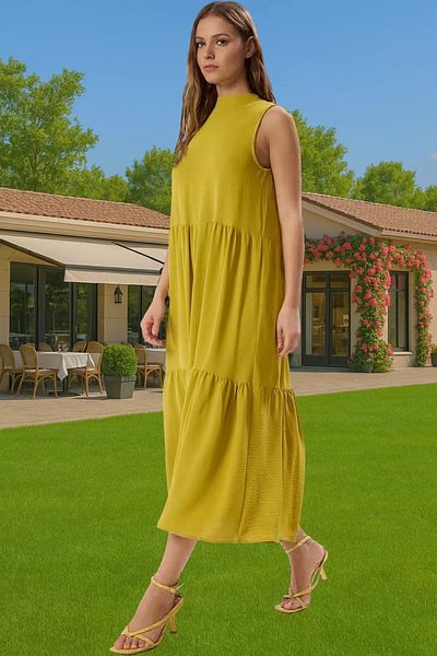 PayBuy Women's Midi Length Shift Dress Polyester Woven Fabric Casual Style Comfortable Cut Perfect Fit
