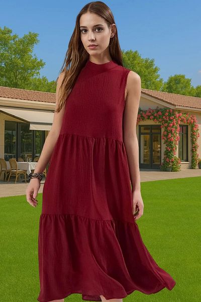 PayBuy Women's Midi Length Shift Dress Polyester Woven Fabric Casual Style Comfortable Cut Perfect Fit
