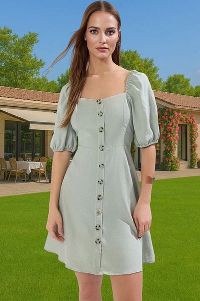 PayBuy Women's Mini A-Line Balloon Sleeve Summer Cotton Dress Perfect Fit Distinguished Material Premium Quality