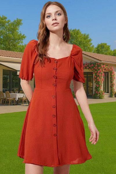 PayBuy Women's Mini A-Line Balloon Sleeve Summer Cotton Dress Perfect Fit Distinguished Material Premium Quality