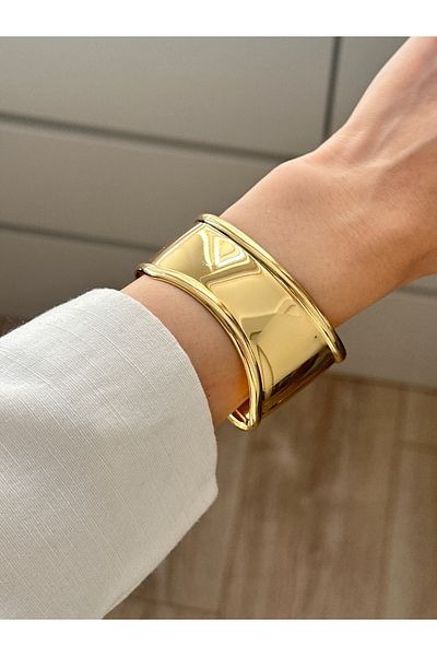 YOUES JEWELRY Thick Handcuff Bracelet Adjustable Wristband Unisex Gold Women's Handcuffs
