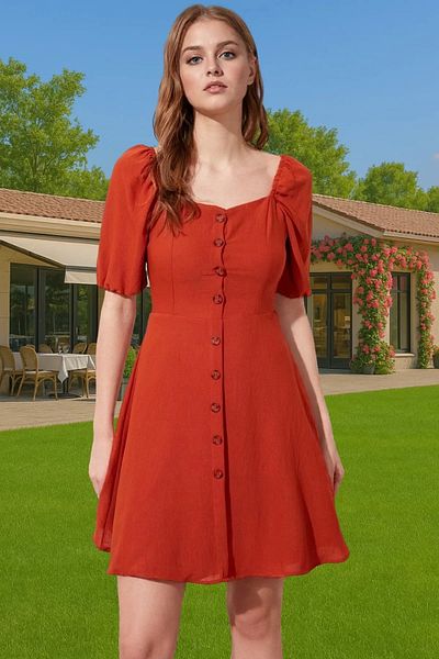 PayBuy Women's Mini A-Line Balloon Sleeve Summer Cotton Dress Perfect Fit Distinguished Material Premium Quality