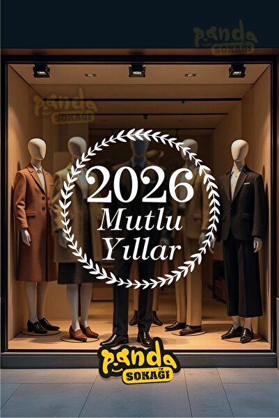 PANDA SOKAĞI Anul Nou 2026 Vitrina magazinului din sticlă, autocolant din sti...