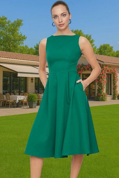 PayBuy Midi Length Pleated Elastane Woven Dress Business and Daily High Quality Stylish Appearance Premium Quality