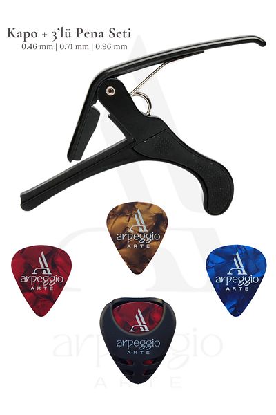 arpeggio ARTE Kapo + 3-Piece Colorful Guitar Picks Set + Pick Charger Gift |   Guitar & Saz & Ukulele Compatible